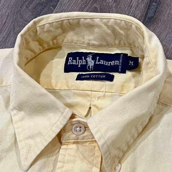 Polo Ralph Lauren Men’s Medium Yellow Rare Pocket Embroidered Logo Crest Shirt - Picture 6 of 8